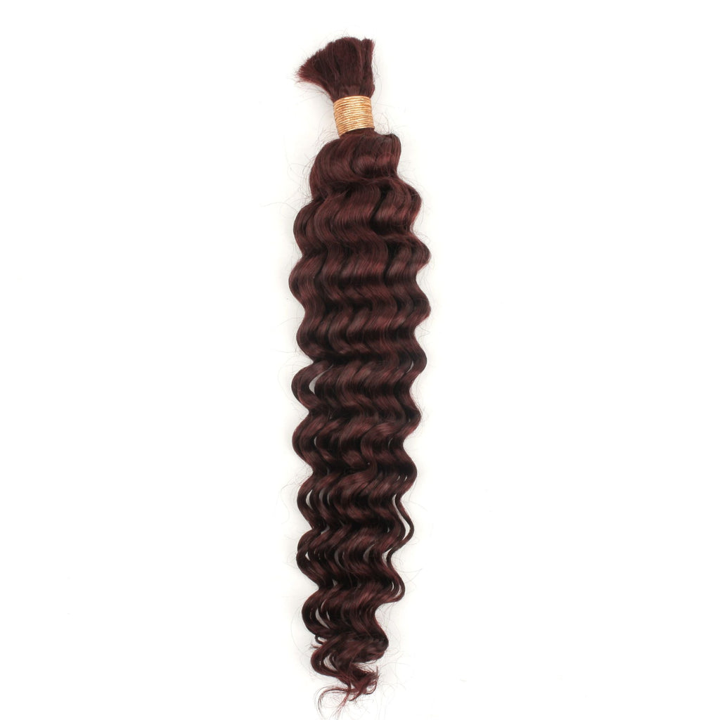 Burgundy Deep Wave Bulk Human Hair Extensions