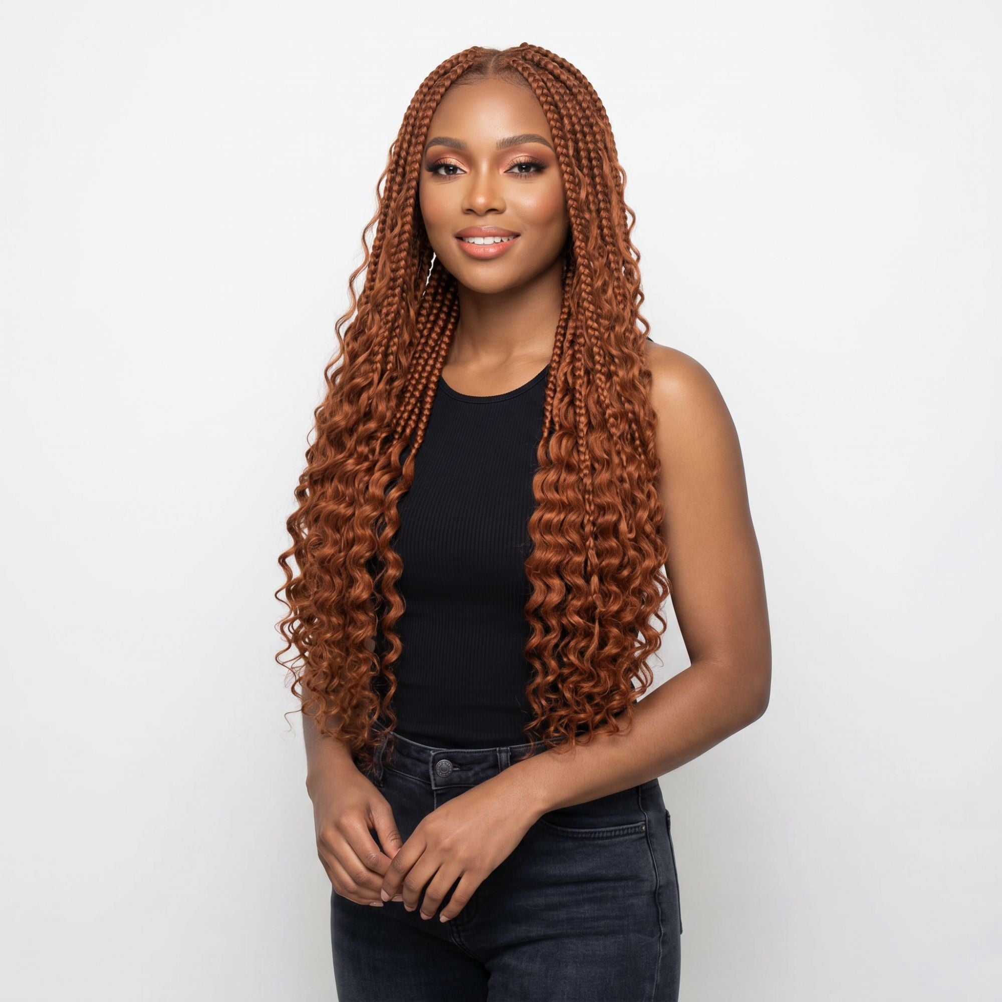 Copper Deep Wave Bulk Human Braiding Hair