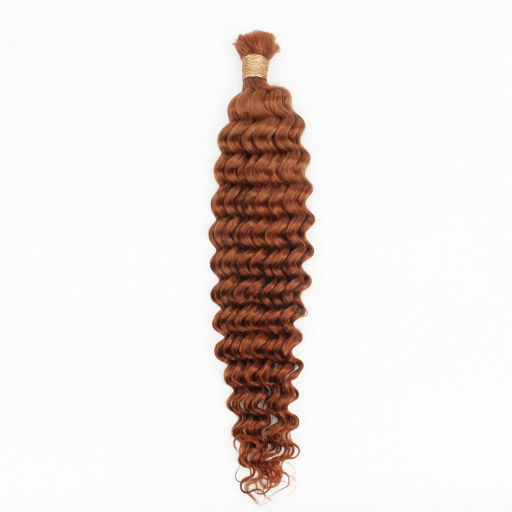 Copper Deep Wave Bulk Human Braiding Hair