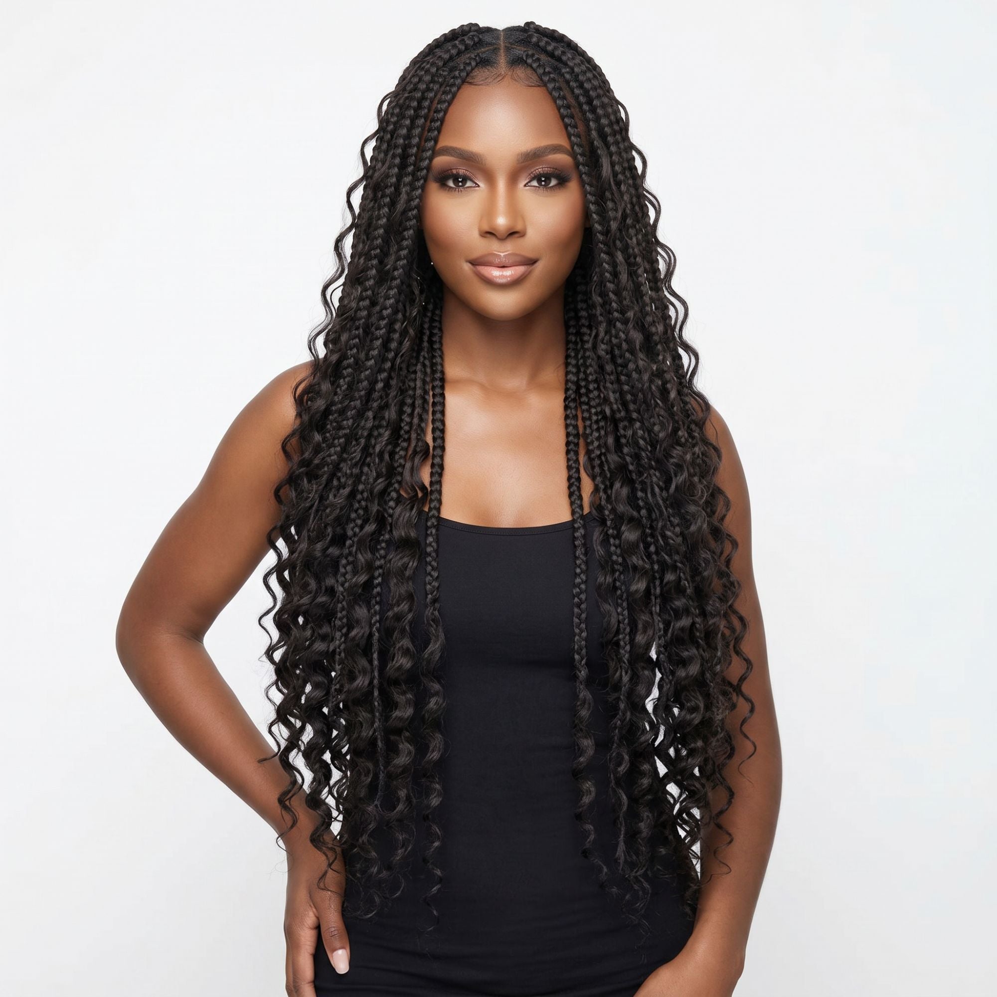 Deep Wave Boho Braids with Human Hair Blend
