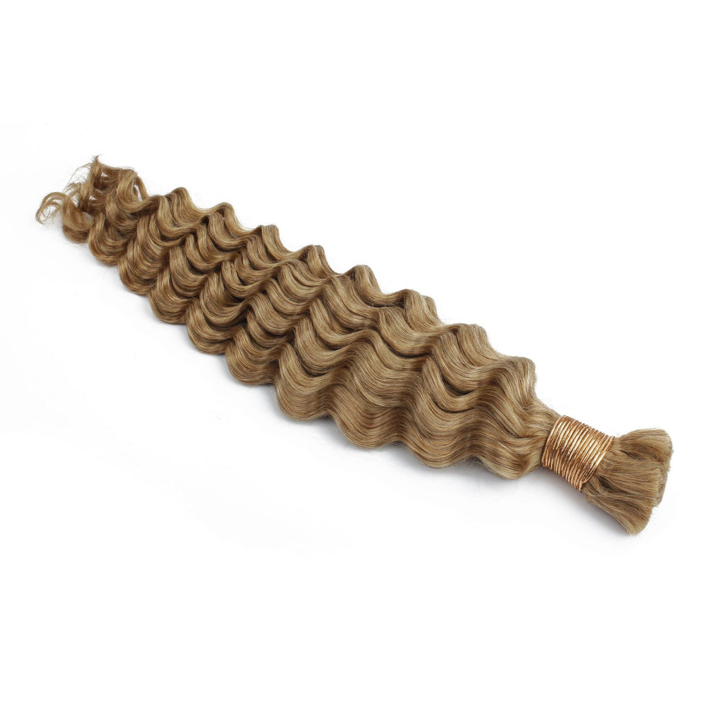 Honey Blonde Deep Wave Bulk Human Hair Extensions