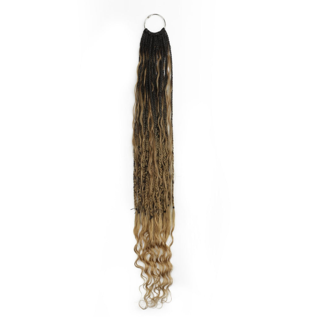 Honey Blonde Ombre Deep Wave Boho Braids with Human Hair Blend