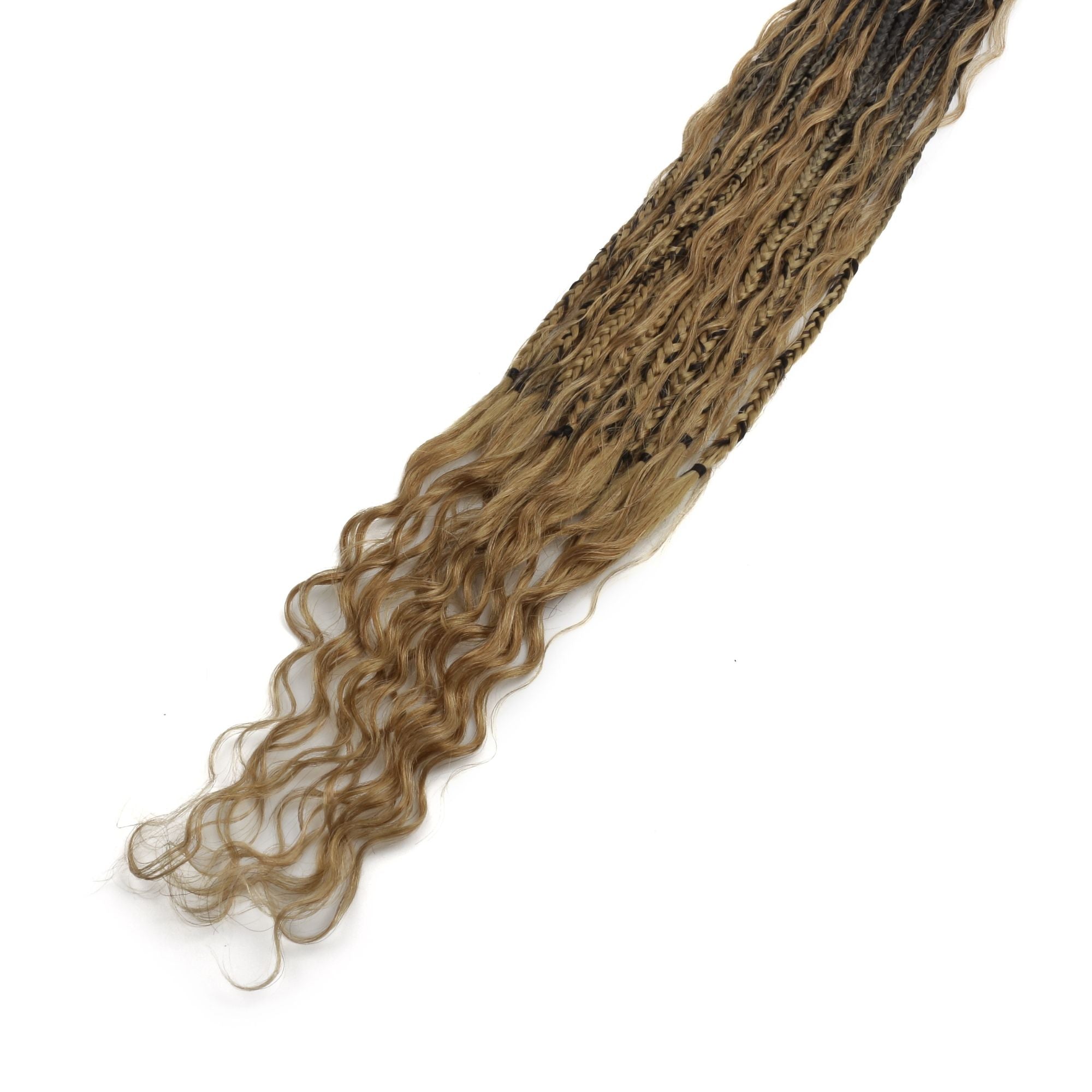 Honey Blonde Ombre Deep Wave Boho Braids with Human Hair Blend