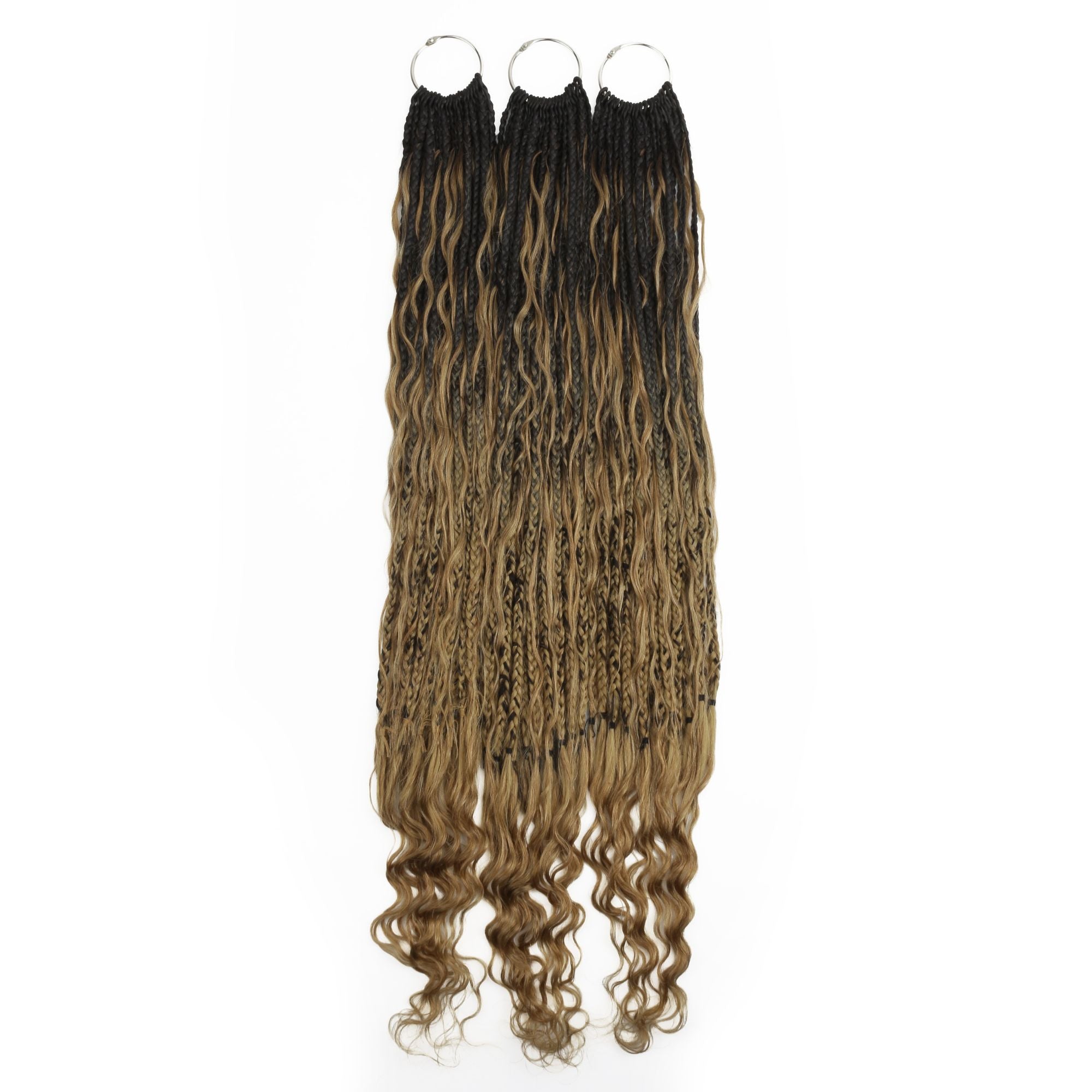 Honey Blonde Ombre Deep Wave Boho Braids with Human Hair Blend