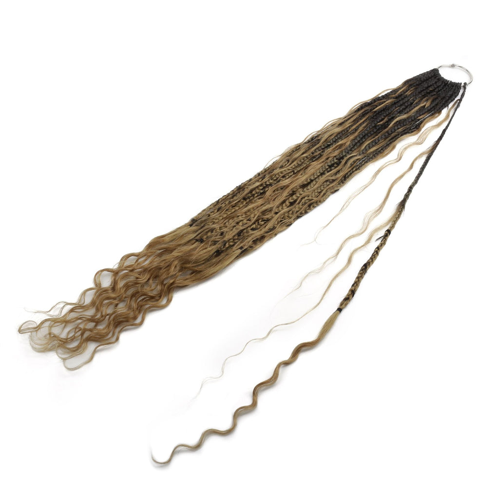 Honey Blonde Ombre Deep Wave Boho Braids with Human Hair Blend