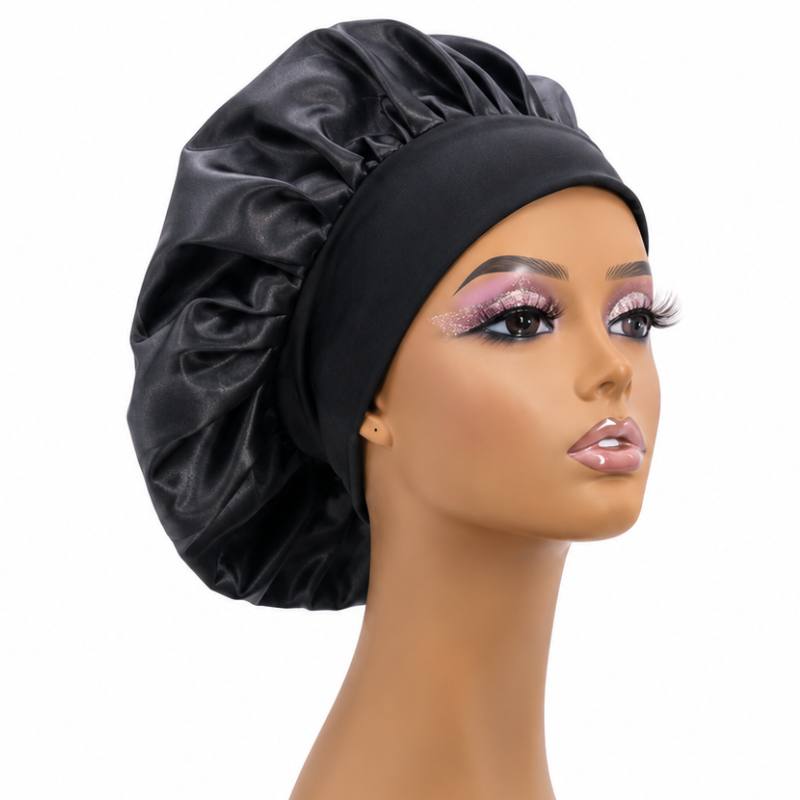 Black Round Silk Bonnet