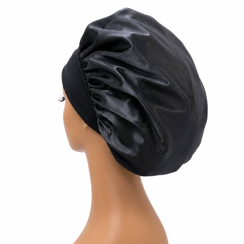 Black Round Silk Bonnet